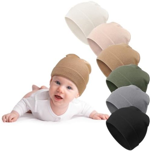 Geyoga 6 Pack Baby Beanie Hats Soft Cozy Knit Beanies for Toddler Boys Girls 6-24 Months