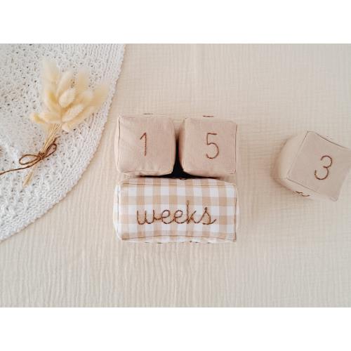 Baby Milestone Blocks - Soft Cotton with Gingham Pattern, Ideal Photo Prop for Cherished Memories