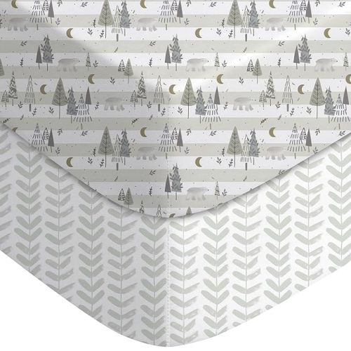 Yoofoss Baby Crib Sheets for Boys Girls, Fitted Crib Sheet 2 Pack for Standard Crib and Toddler Mattress, Super Soft Microfiber Baby Sheet 28x52x8in Forest Bear