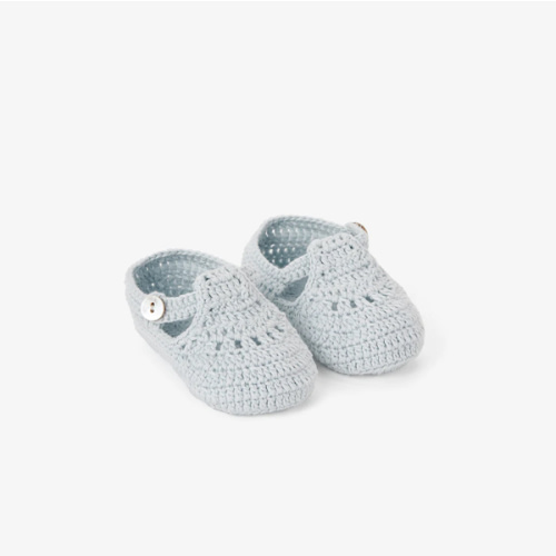 Pale Blue T-Strap Hand Crocheted Baby Booties – Elegant Baby