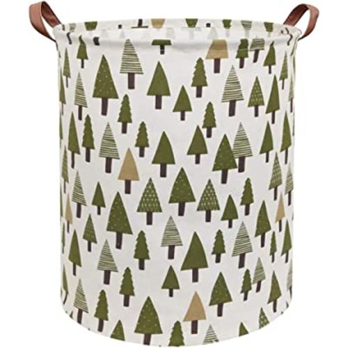 Sanjiaofen Large Storage Bins,Canvas Fabric Laundry Basket Collapsible Storage Baskets for Home,Office,Toy Organizer,Home Decor (Tree)