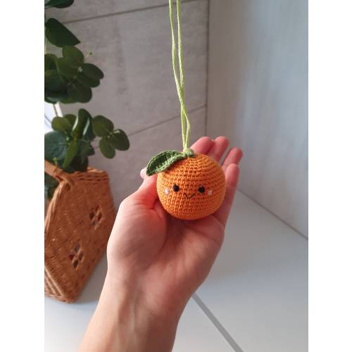 Baby gym toys orange 1pc, rattles Play Gym,baby shower, fruits Play Gym, Cherry, strawberry,Baby Rattle, nursery decor, knitted fruit