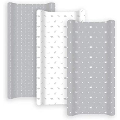 GROW WILD Changing Pad Cover 3 Pack | Soft & Stretchy Jersey Cotton | Baby Changing Table Pad Cover | Gray Diaper Changing Pad Covers for Girls or Boys | Wipeable Sheets | Grey White Woodland