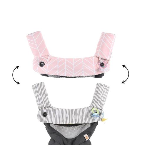 Premium Drool and Teething Reversible Cotton Pad | Fits Ergobaby Four Position 360 + Most Baby Carrier | Pink Herringbone Design | Hypoallergenic | Great Baby Girl Shower Gift by Mila Millie