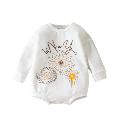 Kuriozud Newborn Baby Boy Girl Bubble Romper Funny Letter Long Sleeve Oversized Sweater Tops Fall Winter Clothes