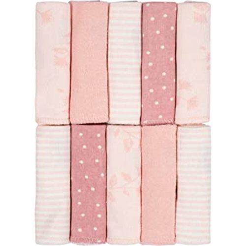 Just Born Boys and Girls Newborn Infant Baby Toddler Soft Bath Baby Washcloth Multi Pack, Vintage Floral, 10 Pack