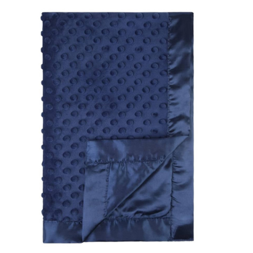 Pro Goleem Baby Soft Minky Dot Blanket with Silky Satin Backing Baby Gifts for Boys and Girls (Navy Blue, 30’’ x 40’’)