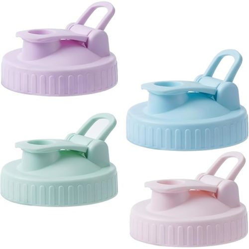 Pour Spout Lids for Ball Regular Mouth Mason Jars, Airtight Canning Jar Flip Cap Top Lid for Drinking, Salad, Dressing Pouring, Leak-Proof, Colorful Pack of 4