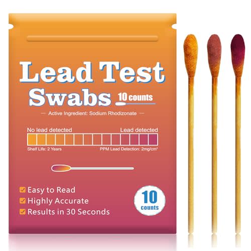 Lead Test Kit with 10 Pcs Lead Testing Swabs - Rapid Test Results in 30 Seconds - Suitable for All Painted Surfaces, Dishes Toy Jewelry Metal Ceramics Wood - Lead Paint Test Kit for Home Use (10 Pcs)