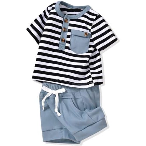 Aalizzwell Newborn Infant Baby Boys Summer T-Shirt Harem Shorts Outfit