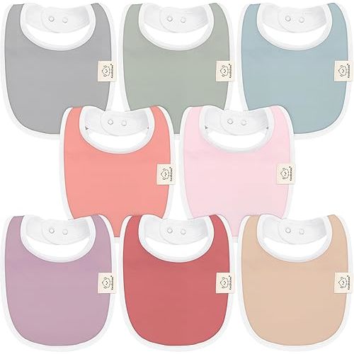 8-Pack Organic Baby Bibs for Boys, Girls - Soft Cotton Drooling and Teething Baby Bibs, Baby Girl Bibs, Baby Boy Bibs, Baby Drool Bibs for Baby Girl, Boy, Newborn Infant Bibs (Muted Pastel)