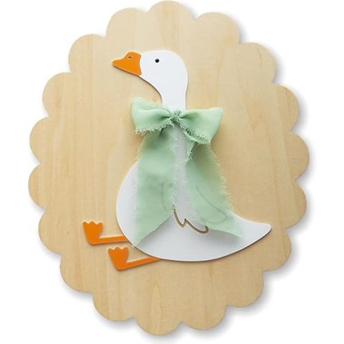 Troxueo 3D Wooden Goose Wall Decor - Funny Animal Nursery Art, Boho Silly Goose Decor for Kids Room, Baby Boy & Girl Bedroom decoration, Farmhouse Wood Script Sign, Children's Playroom Wall Art