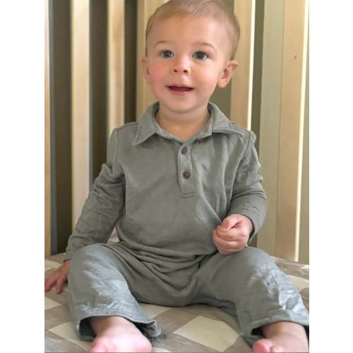 Fleece Collared Jumpsuit - Sage