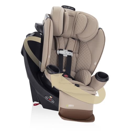 Evenflo Revolve360 Extend All-in-One Rotating Car Seat with Green & Gentle Fabric (Travertine)