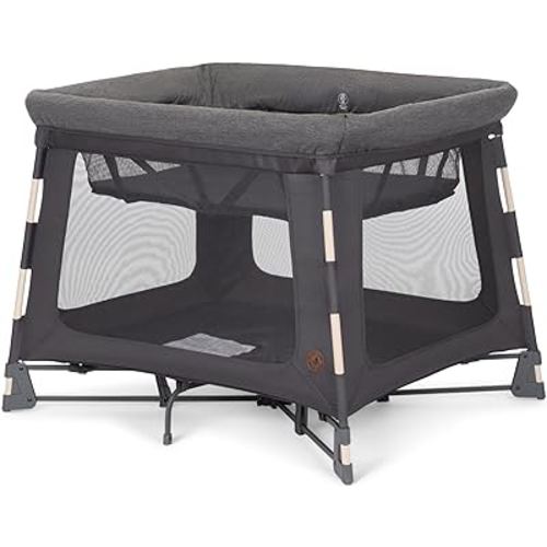 Maxi-Cosi Swift Baby Playpen with Mat, Baby Play Yards, Pack and Play with Bassinet - Portable Playpen for Babies and Toddlers, Classic Graphite