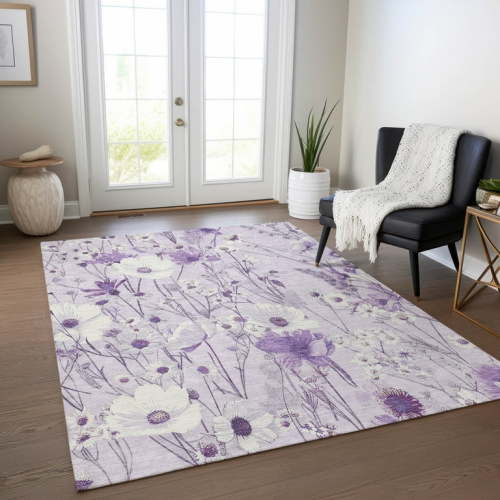 Addison Rugs Chantille ACN1501 Lavender 5' x 7'6" Indoor/Outdoor, Machine Washable, Easy Clean, Non Shedding, Bedroom, Living Room, Dining Room, Kitchen, Patio Rug