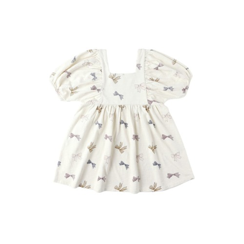 Brea Bow Print Empire Waist Dress, 6-12M