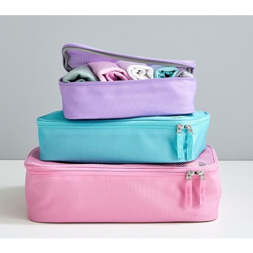 Mackenzie Pink/Aqua/Lavender Packing Cubes, Set of 3 | Pottery Barn Kids