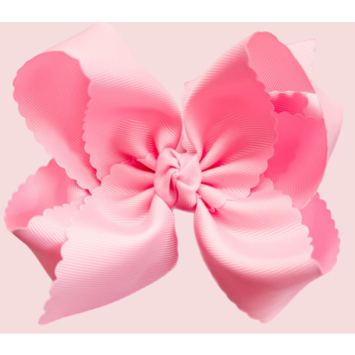 Bubblegum Scallop Edge Grosgrain Bow