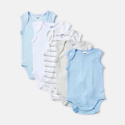 5 Pack Cotton Sleeveless Bodysuits - Kmart