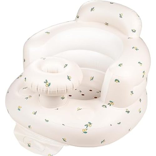 Inflatable Baby Seat with Tray, Comfortable Sit Me Up Baby Chair for Learning to Sit, Built in Air Pump Blow Up Infant Back Support Floor Seat for Babies 3 Months & Up (Olive)