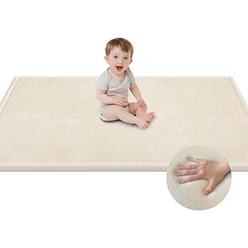 Baby Play Mat for Floor, 1.3'' Thick Memory Foam Tummy Time Mat - Super Soft Coral Velvet Nursery Rug with Non-Slip Backing, Crawling Rug for Toddlers/Infants, Playpen, Yoga & Tatami Use, 50''x 50''