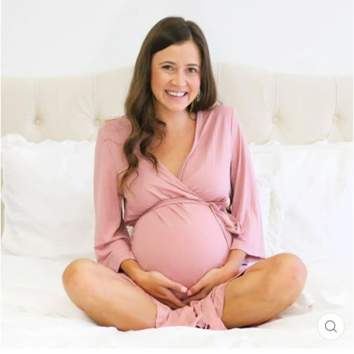 Solid Mauve Bamboo Knit Maternity Robe