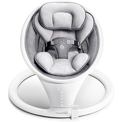 Munchkin Bluetooth Enabled Lightweight Baby Swing with Natural Sway in 5 Speeds and Remote Control