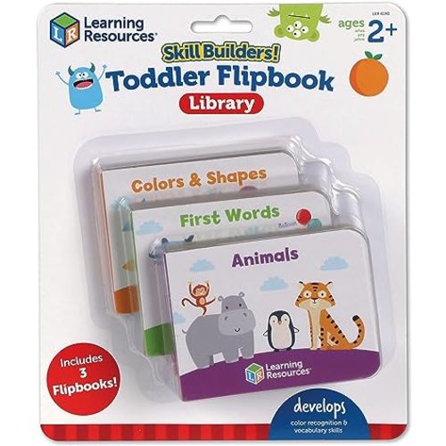 Learning Resources Skill Builders! Toddler Flipbook Library, 3 Pieces, Ages 2+, Educational Toys, Alphabet Learning, Toddler Learning Books, Toddler Activity Book,Back to School