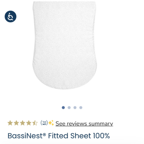 HALO - BassiNest Fitted Sheet 100% Cotton | Pebble - white