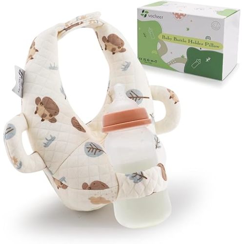 vocheer Baby Bottle Holder Hands Free, Modern Style, Cotton Material,Box Package,Leaf