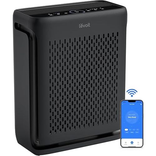 LEVOIT Air Purifier for Home Large Room Bedroom Up to 1110 Ft² with Air Quality Monitor, Smart WiFi, Washable Pre-Filter, HEPA Sleep Mode for Pets, Allergies, Dust, Pollen, Vital 100S-P, Black