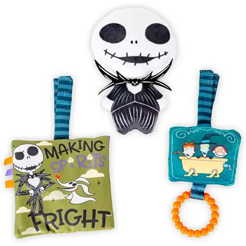KIDS PREFERRED Disney Baby The Nightmare Before Christmas - 3 Piece Gift Set with Stuffed Jack Skellington Plush and Activity Toys for Babies and Toddlers