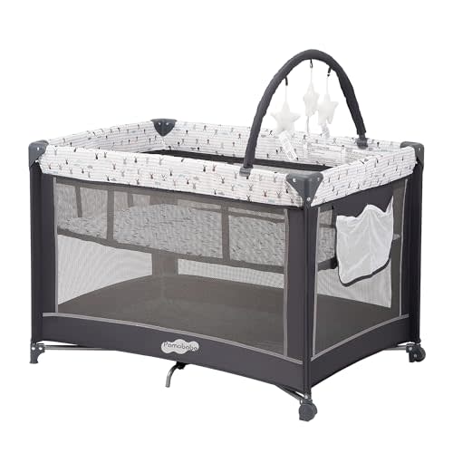 Pamo Babe Pack and Play with Bassinet, Portable Playard for Baby
