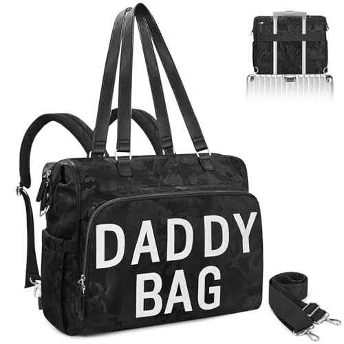 4 in 1 Convertible Daddy Bag Backpack, Camo Diaper Bag Backpack for Dad and Mom, Multifunction Mommy Bag for Hospital with DADDY BAG Imprint, Baby Care Bag Diaper Bag Backpack & Tote with 14 Pockets