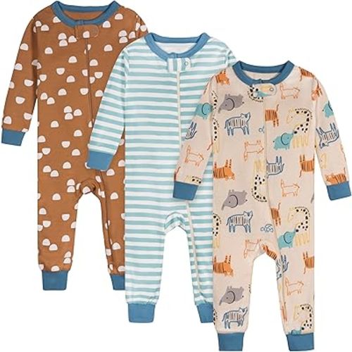 Onesies Brand Baby Boys' 3-Pack Snug Fit One-Piece Cotton Pajamas