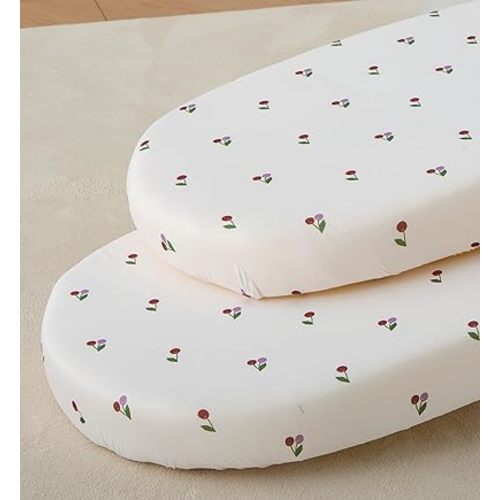 SDY Cherry Bassinet Sheets,2pk Czoy Bassinet Fitted Sheets for Baby Boys Girls,Soft Breathable Stretchy Baby Sheet Set 32 * 16 * 4 inches for Hourglass Oval and Rectangle Mattress (Cute Cherry)