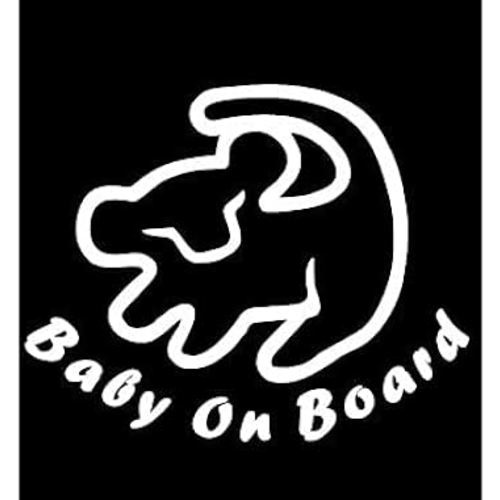 Baby on Board Lion King Decal Vinyl Sticker White Cars Trucks Vans SUV Laptops Walls Glass Metal 5.5 inches