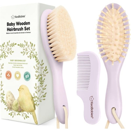 KeaBabies Baby Hair Brush and Comb Set, Thistle