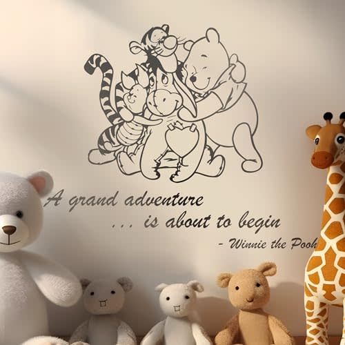 Winnie Pooh & Friends - A Grand Adventure is About to Begin Quote Baby Room Wall Decal- Decal for Baby's Room (Wide 22" x 18" Height)