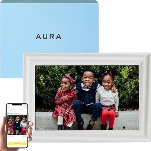 Aura Digital Picture Frame - 10.1" HD Display | Wirecutter's Best Digital Frame for Gifting - Send Photos Directly from Your Phone from Anywhere | Quick & Easy Setup Over WiFi - Free Aura App | White