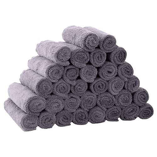 32 Pack Microfiber Baby Washcloths, Baby Face Towel Wipes - Gentle on Sensitive Skin for New Born Face, Baby Registry as Shower for Girls and Boys, 9x9 Inch, Dark Grey - 9x9 Inch (Pack of 32)