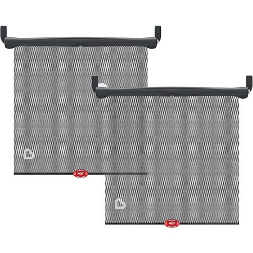 Munchkin Brica Sun Safety Car Window Shade with Heat Alert, Helps Block UVA/UVB Rays, 2 Pack, Black