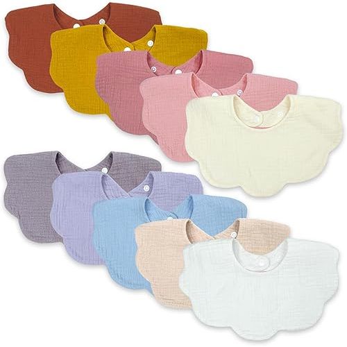 Baby Bibs Muslin Bibs for Baby Girl Boy for Drooling and Teething 10 Pack
