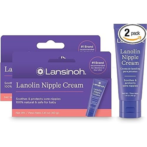 Lansinoh Lanolin Nipple Cream Safe for Breastfeeding Baby, 100% Natural Nipple Butter for Mom, Breastfeeding Essentials, 1.41 Ounces (2 Pack)