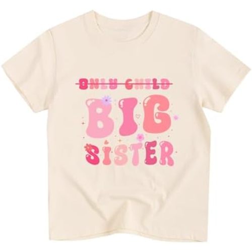 Toddler Girl Big Sister Shirt Pregnancy Announcement T-Shirts Cotton Short Sleeve Tees 2-10 Years
