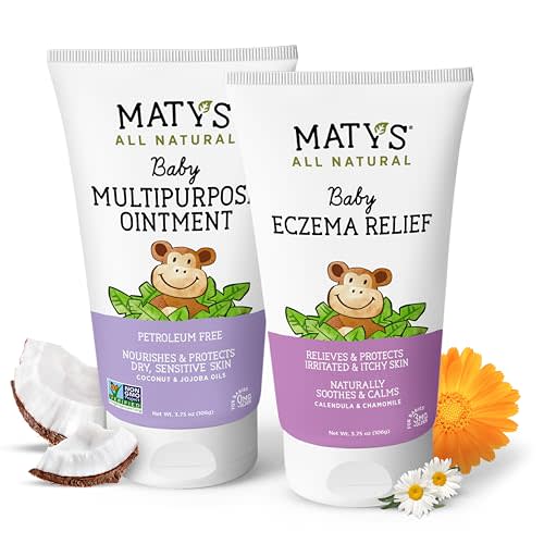 Matys Baby Eczema & Multipurpose Ointment 2pk Combo for Babies 3 months +, Soothe Eczema & Nourish Dry Skin, Steroid/Petroleum free, 3.75oz each Tube