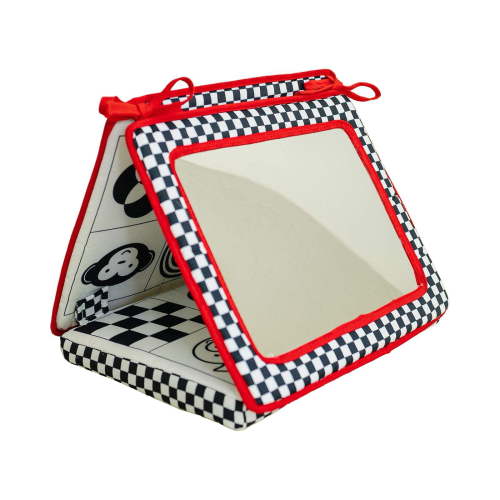 Genius Babies Tummy Time Floor Mirror - High Contrast Black, White, Red