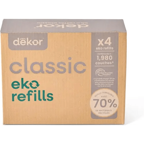 Diaper Dekor Pail Refills for Classic Original & Eko Diaper Pails, 4 Pack Unscented| Extra Thick Refills Made With 70% Recycled Materials