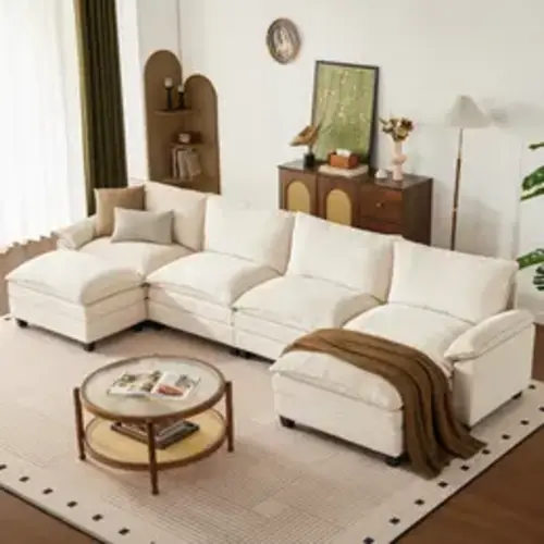 115 inch Modular Couch Sectionals with Ottoman, Big Comfy GRAY Cloud Couch, U Shaped, 5 Seats Modular Sectional Sofa, Modern Cloud Sectional Couches for Living Room, Deep Seat Sofa - TikTok Shop